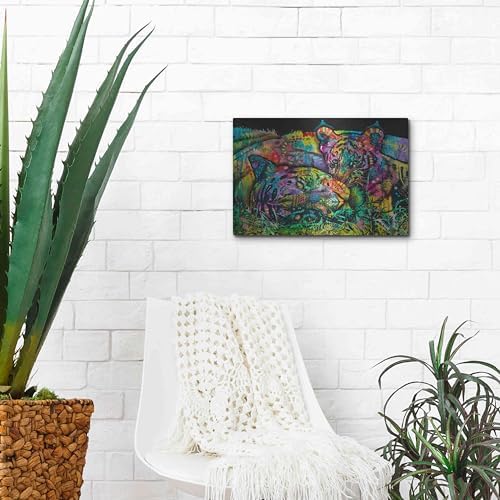Mama Tiger and Cub Metal Wall Art by Dean Russo 16x12
