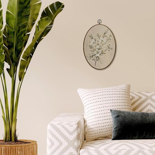 JQF Vintage Floral Oval Wall Decor Framed Print