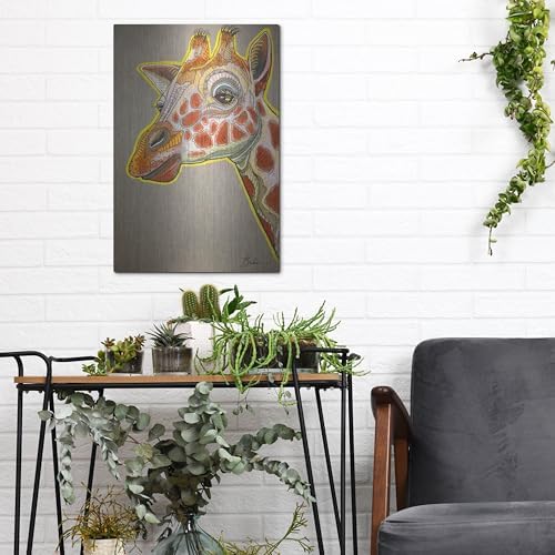 Chill Giraffe Metal Wall Art by Bebe Keith 12x16