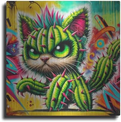 Catctus Cat Metal Wall Art 24x24