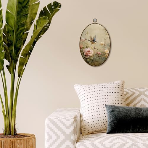 JQF Vintage Floral Bird Oval Wall Art 85x115 Inch