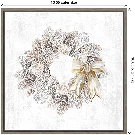 Amanti Art 16x16 Pinecone Wreath Framed Canvas Print