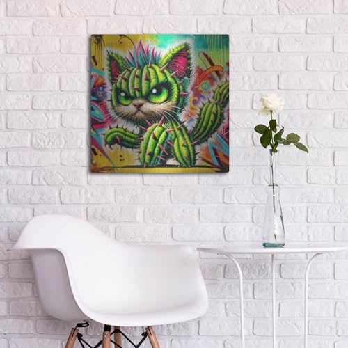 Catctus Cat Metal Wall Art 24x24