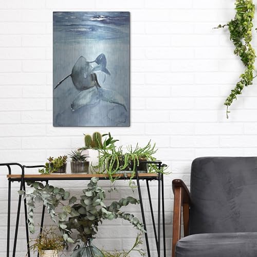 Dolphin and Calf Metal Wall Art 12x16