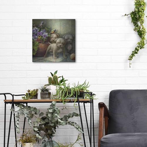 Pit Bull Pups Metal Wall Art 12x12