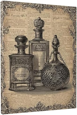 Vintage Perfume Bottles Wall Art 8x10 Inch