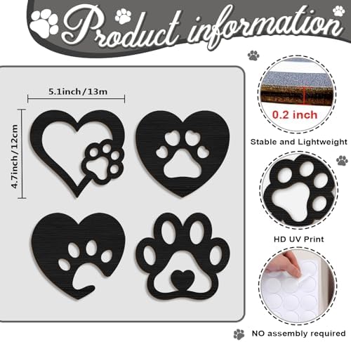 Dog Room Decor Paw Prints Wooden Wall Art