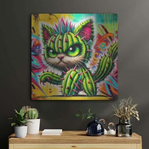 Catctus Cat Metal Wall Art 24x24