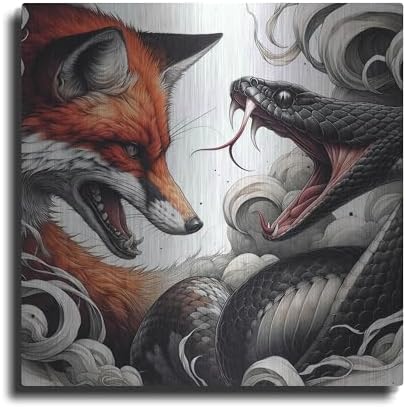 Fox And Snake Metal Wall Art 12x12