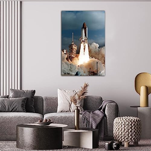 Qunyaae Framed Space Shuttle Telescope Poster Wall Art 24x36inch