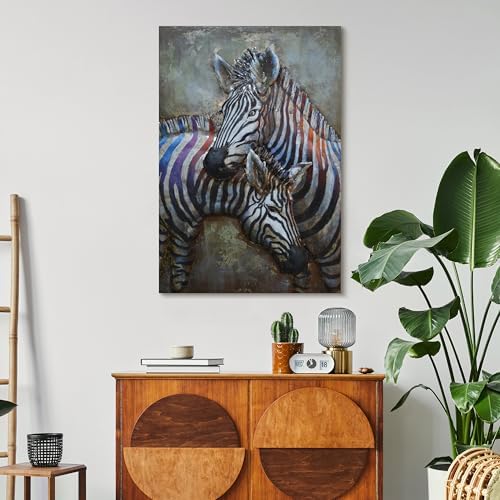 Empire Art Direct Zebras Mixed Media Iron Wall Sculpture
