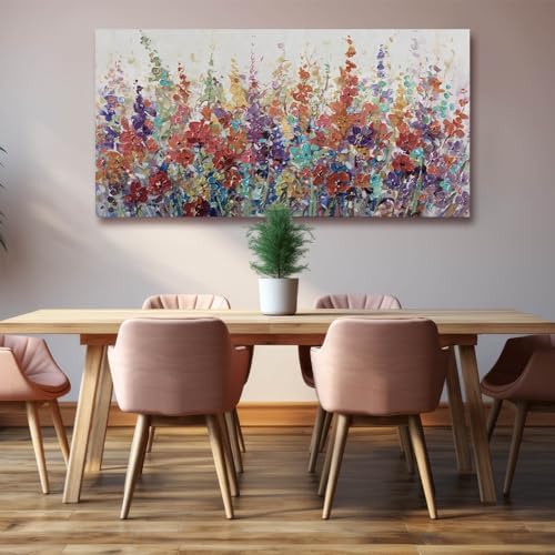 Xianshou Pink and Gold Wall Art Flowers Picture Textured Decor for Bedroom Living Room Office