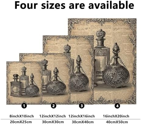 Vintage Perfume Bottles Wall Art 8x10 Inch