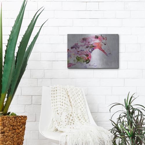 Abstract Pink Horse Metal Wall Art 16x12