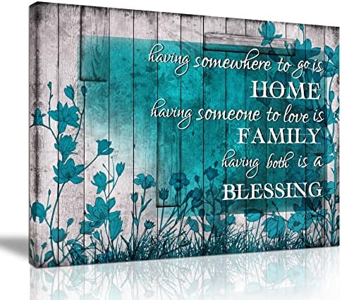Teal Flower Motivational Canvas Wall Art