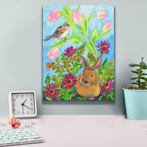 Bunny and Sparrow Canvas Wall Art by Carissa Luminess