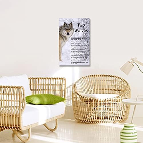 Wolf Wall Art Canvas Framed - Motivational Quotes Wolf Decor for Office and Bedroom