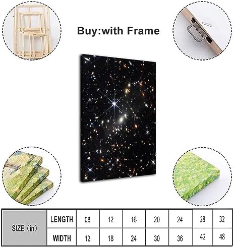 QUNYAAE James Webb Deep Field Galaxy Poster Wall Art Print Canvas 24x36inch Framed