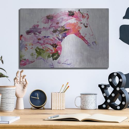 Abstract Pink Horse Metal Wall Art 16x12