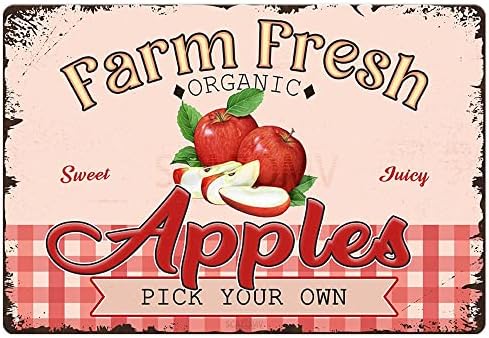 SCAZOMV Vintage Metal Apple Tin Wall Art Sign
