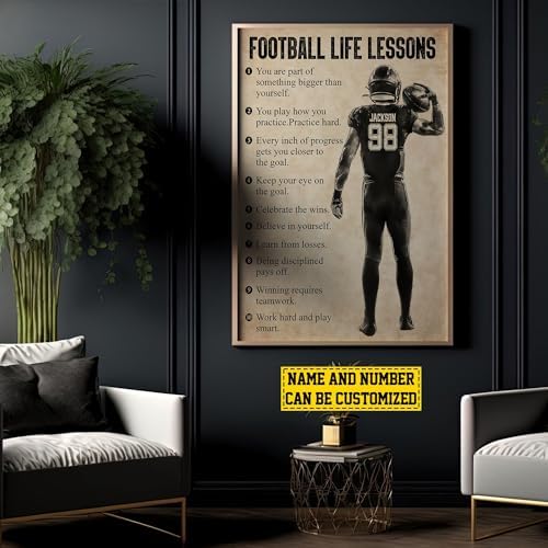 Football Motivational Canvas Art Print Wall Decor for Boys and Home