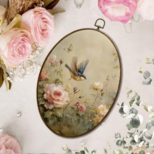 JQF Vintage Floral Bird Oval Wall Art 85x115 Inch