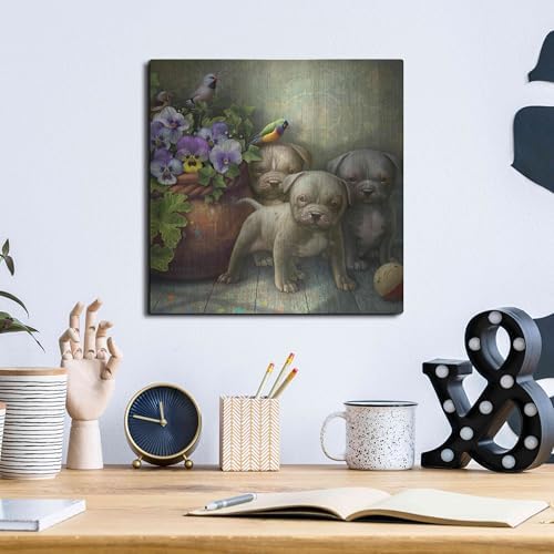 Pit Bull Pups Metal Wall Art 12x12