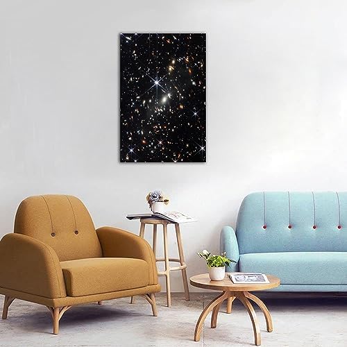 QUNYAAE James Webb Deep Field Galaxy Poster Wall Art Print Canvas 24x36inch Framed