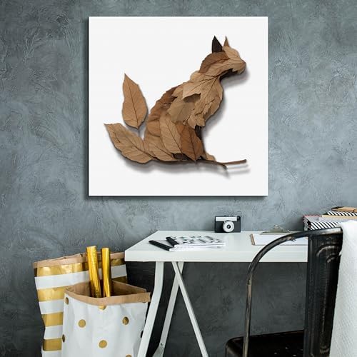 Epic Graffiti Falling Leaves Cat Canvas Art 26x26