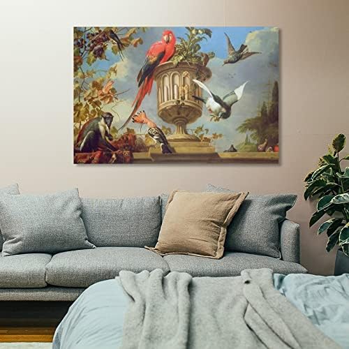 Scarlet Macaw Perched on Urn Wall Art Poster 16x24inch