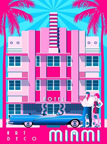 A Slice In Time Art Deco Miami Beach Retro Travel Poster Print 10x135