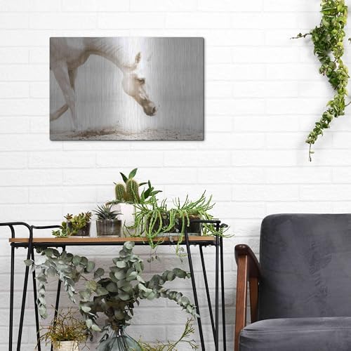 Trail Horse Sepia Metal Wall Art 16x12