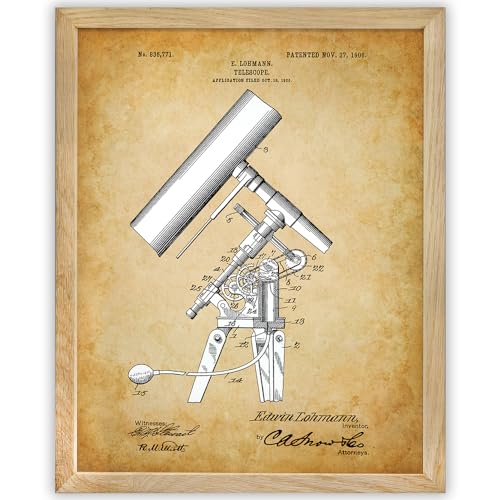 Antique Telescope Patent Print - 11x14 Framed Art Poster