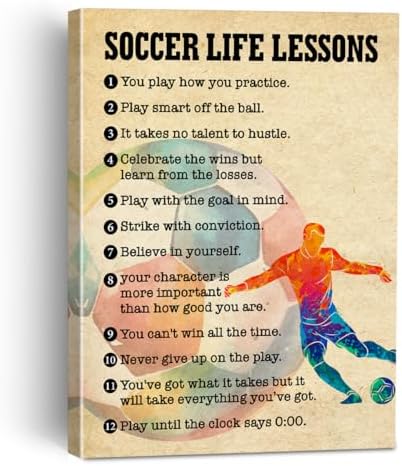 Soccer Wall Art Canvas Painting Framed Decor for Home Office