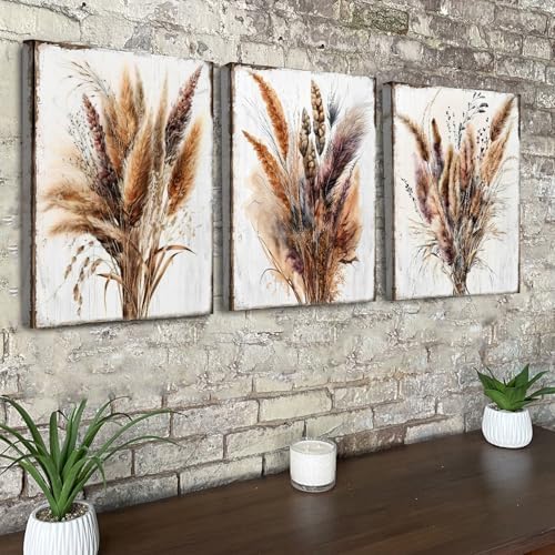 Vintage Botanical Wall Art Boho Decor 12x16 3Pcs