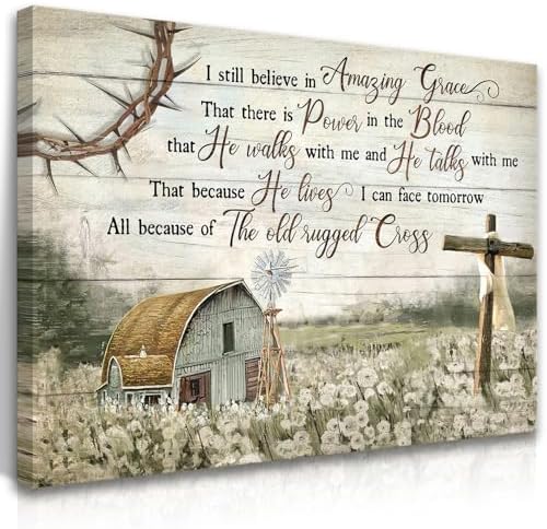 Christian Wall Art Barn Windmill Canvas Print 12x16