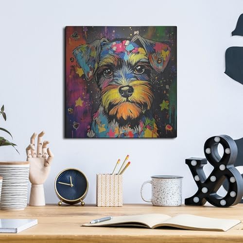 Woof Schnauzer Metal Wall Art 12x12