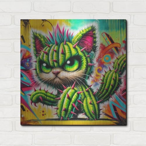 Catctus Cat Metal Wall Art 24x24