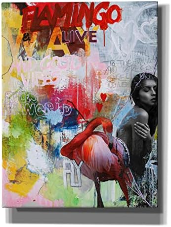 Epic Graffiti Flamingo Giclee Canvas Wall Art 26x34