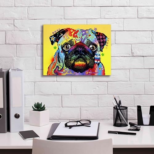 Epic Graffiti Pug 1 Canvas Print by Dean Russo 16x12