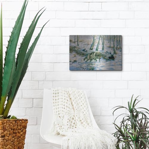 Snow Wolf Metal Wall Art by Bill Makinson 16x12