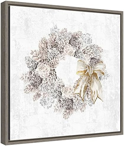 Amanti Art 16x16 Pinecone Wreath Framed Canvas Print