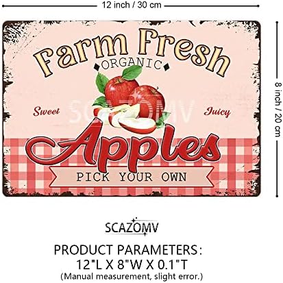 SCAZOMV Vintage Metal Apple Tin Wall Art Sign