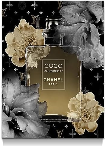 Perfume Bottle Flower Wall Art 16x12 Inches Premium Canvas Decor