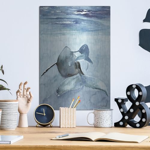 Dolphin and Calf Metal Wall Art 12x16
