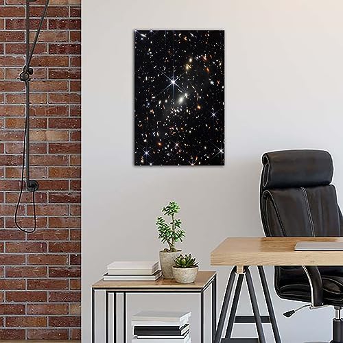 QUNYAAE James Webb Deep Field Galaxy Poster Wall Art Print Canvas 24x36inch Framed