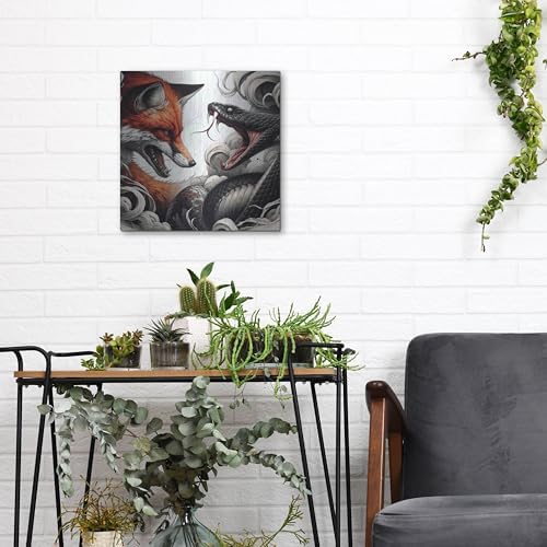 Fox And Snake Metal Wall Art 12x12