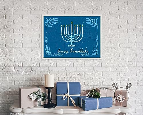 Kate and Laurel Sylvie Hanukkah Framed Canvas Wall Art
