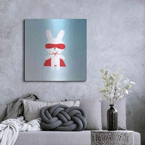 Rabbit Super Hero Metal Wall Art 36x36