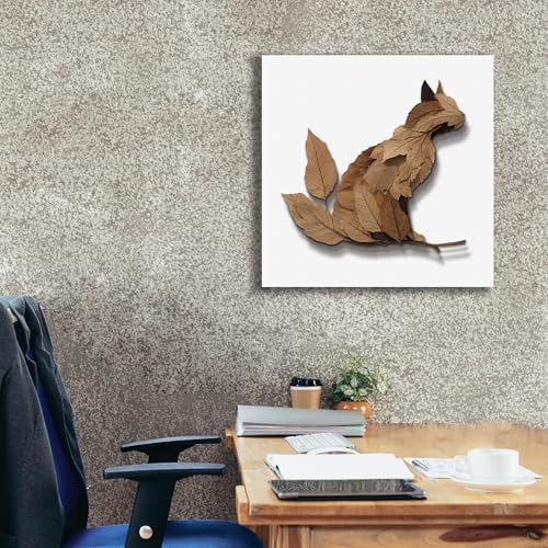 Epic Graffiti Falling Leaves Cat Canvas Art 26x26